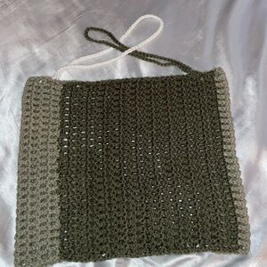Crocheted tube top with crossing straps/ mini skirt